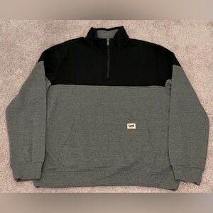 Lee Men’s Large Black & Gray Quilted Quarter-Zip Pullover Sweatshirt Regular Fit